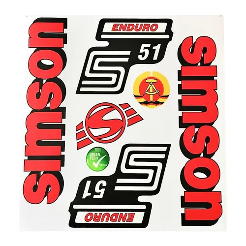 Aufkleber-Set rot für Simson S51 Enduro Tank und Seitendeckel