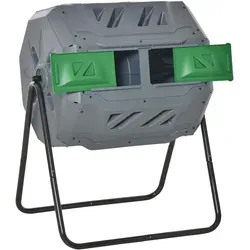 Outsunny Komposttrommel mit 2 Kammern - 71L x 65B x 96H cm, effizienter Komposthersteller für Ihren Garten