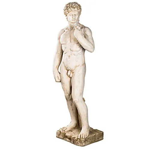 Wetterfeste Michelangelo David Statue 108 cm - Gartenfigur aus wetterfestem Polyresin, 14 kg schwer und 108 cm hoch – ein beeindruckender Blickfang für Garten oder Wintergarten in edlem Antikbeige.