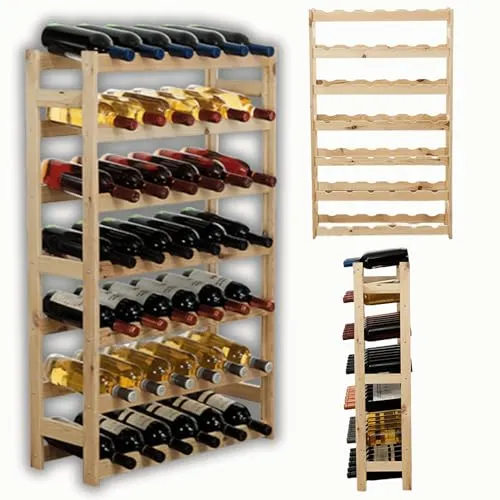 MODO24 Flaschenregal für 42 Flaschen - Weinregal aus Naturholz mit stabiler Konstruktion und elegantem Design, ideal für Weinliebhaber und perfekt zur Organisation Ihrer Weinsammlung.