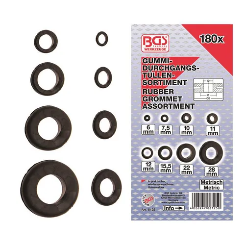 BGS-8125 Gummi-Durchgangstüllen-Sortiment 180-tlg. in mm