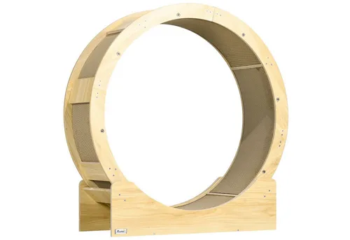 autolock Laufrad Katzenlaufrad, Laufrad für Katzen, 91 cm, mit Bremse, Kratzmatte, Katzenrad für gesunde Bewegung, aus Eiche