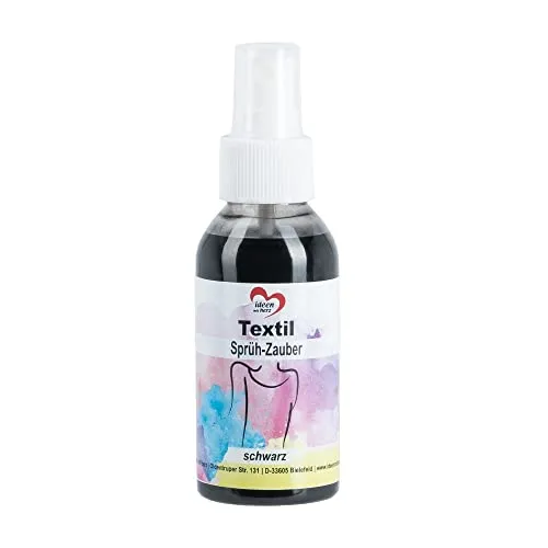 Ideen mit Herz Textil-Sprüh-Zauber/Textil-Sprühfarbe, 100 ml, schwarz | Hochpigmentierte Farben mit höchster Brillanz für helle Textilien | Auf Wasserbasis