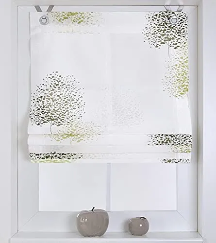 Raffrollo Ösenrollo Bellinda weiß grün Öse 45 x 140 cm in grün von Kutti