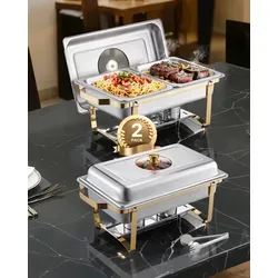VEVOR Chafing Dish Set 2-tlg. Edelstahl Speisenwärmer von Vevor