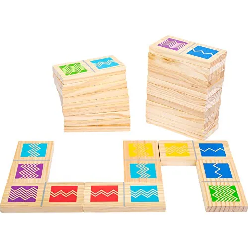 small foot Domino XXL Active - Großes Outdoor-Spiel für die ganze Familie - Gesellschaftsspiel aus FSC 100%-zertifiziertem Holz, 28 große Dominosteine mit bunten Zickzacklinien, ideal für drinnen und draußen, fördert Spaß und Interaktion zwischen Jung und Alt.