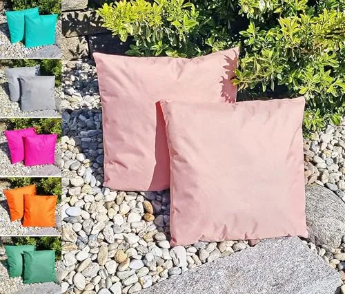JACK 1x 45x45cm Outdoor Lounge Kissen Dekokissen inkl. Füllung Wasserabweisend Sitzkissen Garten Stuhl Lotus Effekt, Farbe:Altrosa