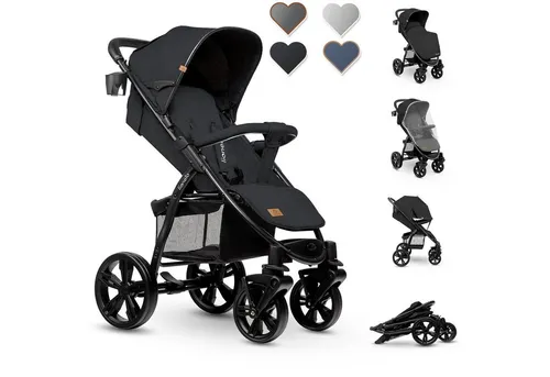 lionelo Kinder-Buggy ANNET, XXL Sonnenverdeck mit FensterMoskitonetzFußdecke 0 bis 36 Monate