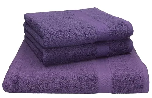 Betz 3-TLG. Strandtuch Saunatuch Badetuch Liegetuch Handtuch Premium Frottee Set 1 Tuch 70x200 cm 2 Tücher 50x100 cm Farbe lila