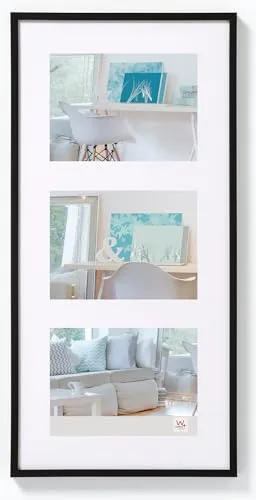 Galerierahmen New Lifestyle 3x 15x20 schwarz - Moderner Bilderrahmen für 3 Fotos, mit Passepartout und eleganter schwarzer Optik, ideal für die Dekoration von Wohnzimmer, Schlafzimmer und Flur.