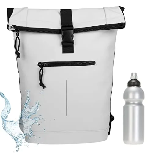 New Rebels Rucksack Plane TIM Bag Kurierrucksack Roll-up Fahrradrucksack Sport Fitness + Flasche bagboom (Hellgrau 08)