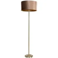 Qazqa Stehlampe Simplo shade, Messing, Klassisch / Antik, E27 - Stilvolle Stehleuchte Simplo mit edlem Messingfuß und luxuriösem Krokodil-Samtschirm. Schafft eine gemütliche Atmosphäre und passt perfekt zu jedem Einrichtungsstil. Leuchtmittel nicht enthalten, individuell wählbar!
