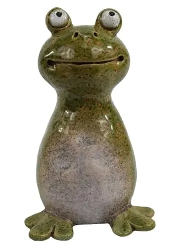 itsisa Zaunhocker Frosch grün Gross H:17 cm aus Keramik - Zaun Deko Garten Frösche, Tierfigur Pfostenhocker, Zaunfigur, Gartendeko, Zaunstecker
