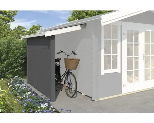 Schleppdach Outdoor Life 90 x 220 cm - carbongrau - Gartenhäuser, robustes Holzmaterial und inklusive Seitenwand für optimalen Wetterschutz im Außenbereich.