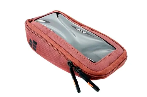 Contec Fahrrad Smartphonetasche Via.Phone - Rostrot mit KLICKfix Adapter - Fahrradtaschen mit wasserabweisendem Material, 0,6 Liter Volumen und praktischem transparenten Fach zur Smartphone-Bedienung. Inklusive KLICKfix Quad Mini Adapter für einfachen Lenker-Halt.