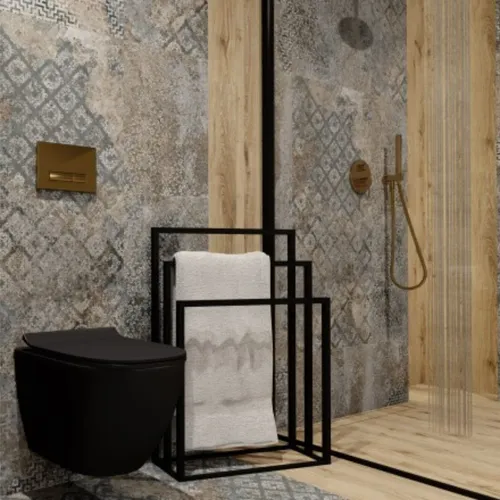 Handtuchhalter HALMAHERA freistehend - Matt Schwarz - Handtuchhalter, freistehend und platzsparend, ideal zum schnellen Aufhängen von Dusch- und Handtüchern in jedem Bad.