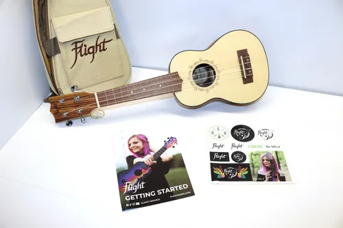 Ukulele inkl. Tasche Flight DUS320 SP/ZEB Sopran Tolle Optik und Klang
