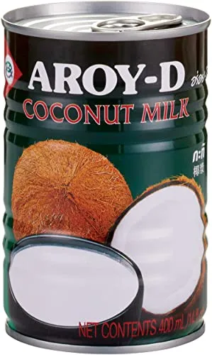 Aroy-D Kokosnussmilch – 12 x 400 ml für kreative Küche - Kokosmilch & -creme, ideal als kalorienarmer Sahneersatz und vegane Alternative für Desserts, Suppen, Smoothies und Cocktails.