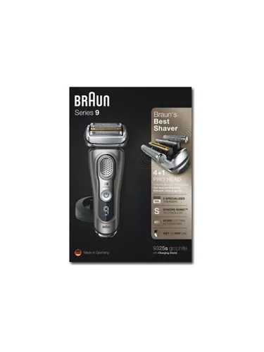 BRAUN Rasierer 9325 solo Series 9 wet&dry - Herrenrasierer mit 4 Scherköpfen, bietet eine Haartrimmer-Option für präzise Ergebnisse und ist sowohl für Trocken- als auch Nassrasuren geeignet.
