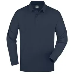 Klassisches Langarm Polo blau, Gr. L - Polo-Piqué Long-Sleeved - Arbeits- & Schutzkleidung aus gekämmter, ringgesponnener Baumwolle mit hochwertigem Polokragen, ideal für ein professionelles Erscheinungsbild.