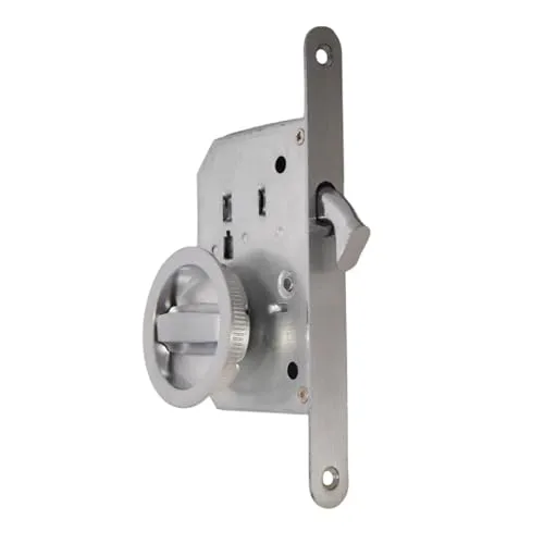 BricoShopping Türgriff-Set für Innentüren aus Holz mit Schiebefach Set mit Einsteckschloss Ratschenhaken Blindhaken Runddüse Stahl (rund C/Schloss, Chrom satiniert)