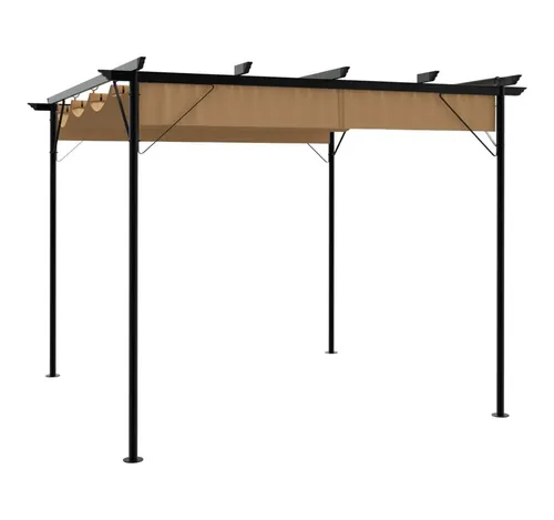 furnicato Pergola 3 x 3 m in Taupe mit einziehbarem Dach - Vielseitige Pergola für Garten und Außenbereich, bietet flexiblen Schutz vor Sonne und Regen. Robustes Stahlgestell und wetterbeständiges Dach sorgen für Langlebigkeit und Stabilität.