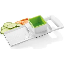 Tescoma Scheibenreibe HANDY, einstellbar - Reiben, außerordentlich scharfe Klinge aus rostfreiem Edelstahl, mit Halter und Stopfer für sichere Handhabung, spülmaschinenfest und ideal für müheloses Reiben.