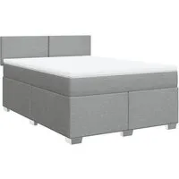 vidaXL Boxspringbett mit Matratze 140x200 cm Hellgrau - Komfortables Boxspringbett mit Taschenfederkernmatratze und LED-Beleuchtung für ein individuelles Ambiente. Genieße erholsame Nächte in stilvollem Design!