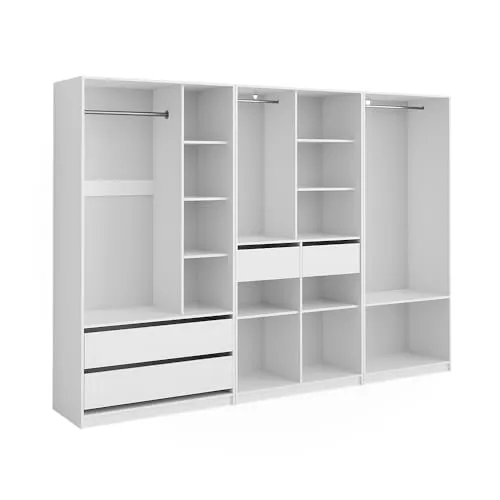 Vicco Kleiderschrank Elmo, Weiß, 100 x 200 cm, 3er Set - Kleiderschränke, stilvolles Design mit viel Stauraum und pflegeleichter Oberfläche, ideal für jede Wohnung!