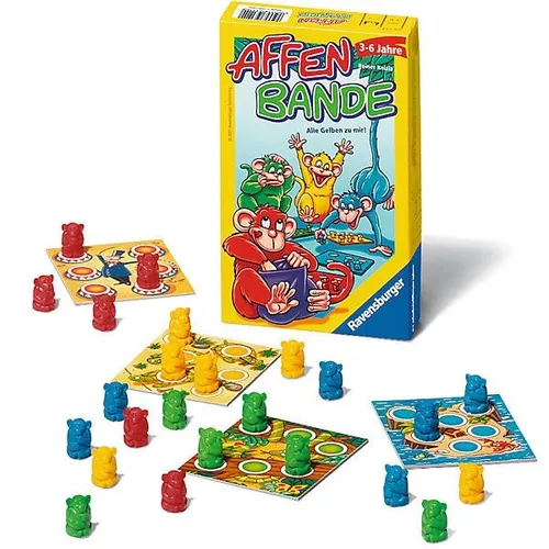 Ravensburger 23114 Affenbande - Das spannende Farbenspiel - Gesellschaftsspiel für die ganze Familie, fördert Geschicklichkeit und Farbkenntnisse. Wer bringt als Erster seine Affenbande zusammen?