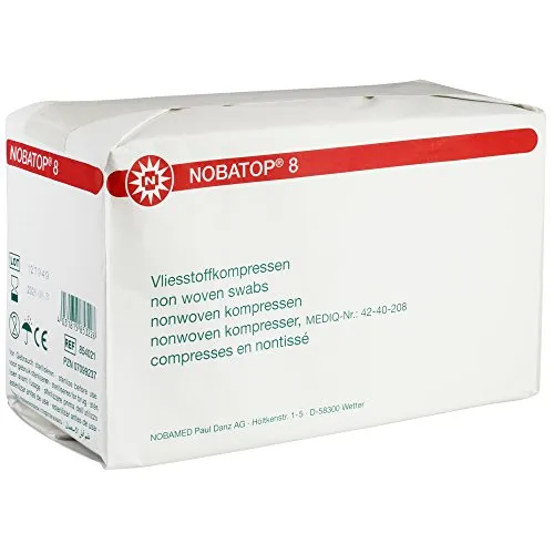 NOBATOP 8 Unsterile Vliesstoffkompressen 4-lagig, Größe:10.0 cm x 20.0 cm (100 St.)