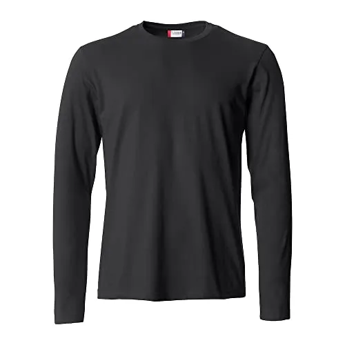 CLIQUE Basic Langarmshirt für Herren, Schwarz , M