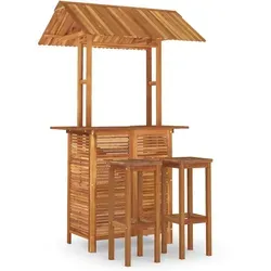 vidaXL 3-tlg. Gartenbar-Set aus Akazienholz - Braun - Gartenmöbel-Set aus massivem Akazienholz, robust und langlebig. Mit praktischem Dach für Schatten und stilvollem Design, ideal für Terrasse oder Garten.