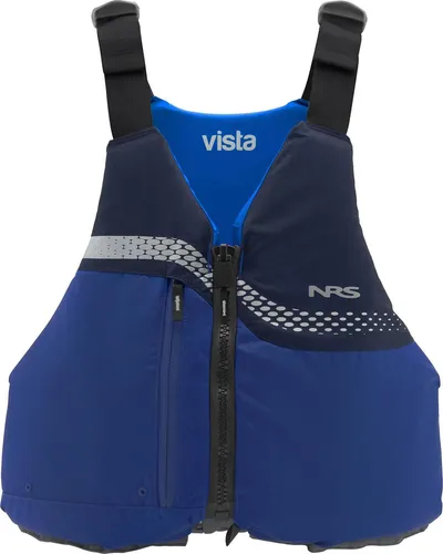 NRS Vista PFD Schwimmweste Kajakweste Blau XS/M - Hochwertige Rettungsweste für Paddelabenteuer. Die NRS Vista vereint Sicherheit und Komfort, ideal für Kajak, Canoeing und Stand-Up-Paddling. Leicht und flexibel für uneingeschränkte Bewegungsfreiheit beim Wassersport.