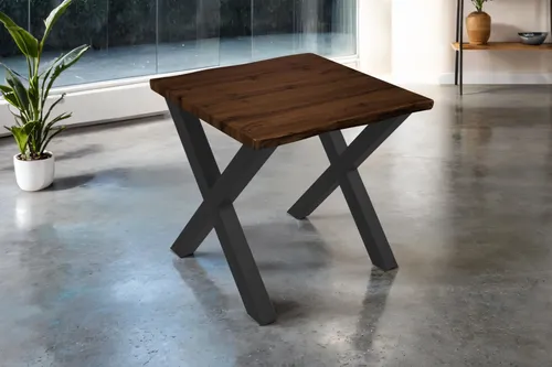 Esstisch Josy | 80 x 80 cm | Nussbaum-Optik mit X-Gestell