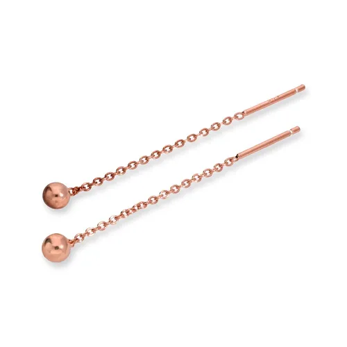 Roségold Getauchte Sterling-Silber 4mm Kugel Durchzieher Ohrringe
