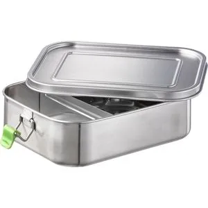 APS Lunchbox XL 66902, Edelstahl, mit Bügelverschluss und Trenner, 22,5 x 6,5 x 16,5cm