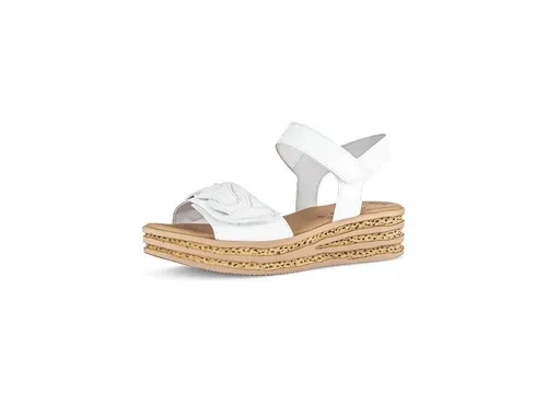 Gabor Damen Plateausandalen – Bequeme Sommerschuhe für jeden Tag - Moderne Plateausandalen aus hochwertigem Rauleder und Glattleder. Mit flachem Absatz von 4.5 cm und praktischem Klettverschluss bieten sie perfekten Tragekomfort für den Sommer.