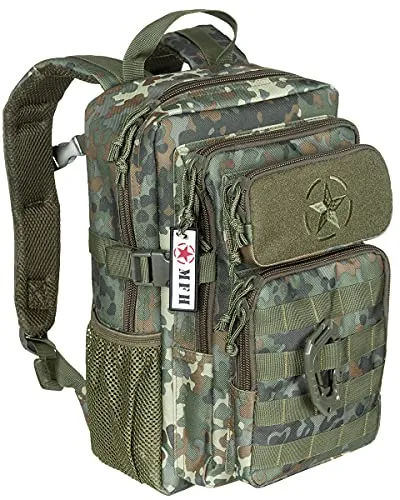 MFH US Rucksack, Assault, Youngster (flecktarn) - Daypacks mit verstellbaren, gepolsterten Tragegurten und atmungsaktivem Mesh-Material für optimalen Komfort beim Tragen.