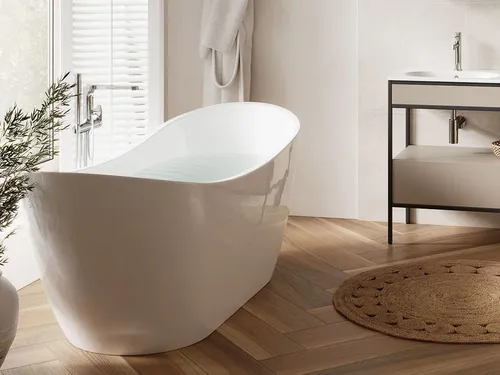 Magnolia Home freistehende Badewanne Zen Double 182 cm in Weiß - Freistehende Badewanne ZEN DOUBLE mit harmonischem Design und großzügigem Platz für zwei. Aus hochwertigem Acryl für ein luxuriöses Badeerlebnis, das Komfort und Ästhetik vereint.