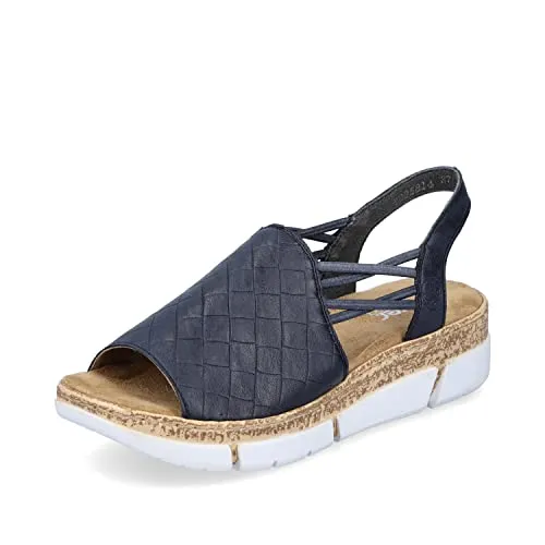 Rieker Damen Sandaletten V2368 - Bequeme Sommerschuhe für Damen - Wanderschuhe mit flachem Absatz und komfortablem Textil-Obermaterial, ideal für entspannte Sommertage und Freizeitaktivitäten.