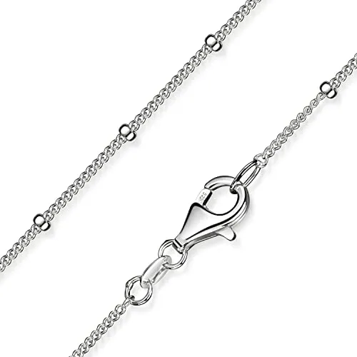 Materia Damen Kugel Panzerkette 1mm aus 925 Sterling Silber - Elegantes, längenverstellbares Collier aus deutscher Herstellung, gefertigt aus anlaufgeschütztem 925 Sterling Silber. Das außergewöhnliche Design mit Kugeln verleiht jedem Outfit das gewisse Etwas.