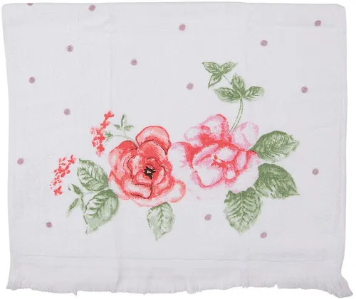 Clayre & Eef CT025 Gästetuch 40x66 cm Weiß / Rosa