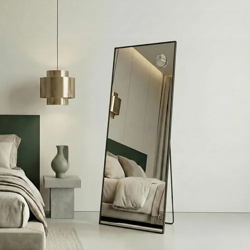 SONGMICS Standspiegel mit Vergrößerungsspiegel - Eleganter Ganzkörperspiegel (160 x 50 cm) aus Hartglas mit zusätzlichem, verschiebarem Vergrößerungsspiegel für optimale Sicht. Ideal für jeden Raum und moderne Einrichtung.