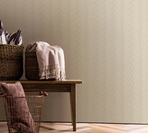 Tapete Beige Grafisch für Schlaf und Wohnzimmer 10,05x0,70m MADE IN GERMANY