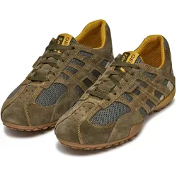 Geox Herren U Snake ORIGINAL A Sneaker - Military/Dk Grey, 48 EU - Herren-Sneaker mit stoßgedämpfter Sohle, ideal für optimalen Komfort und eine leichte Passform.
