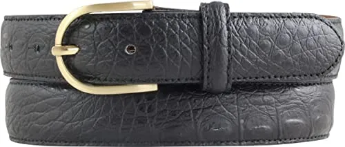 BELTINGER Damen-Gürtel mit Krokoprägung 3 cm | Leder-Gürtel für Damen 30mm Kroko-Optik | Kroko-Muster mit runder, goldener Gürtelschließe | Schwarz 90cm