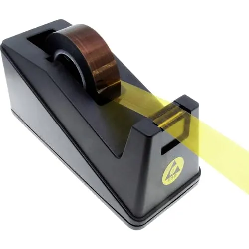 Quadrios ESD-Klebeband-Abroller Schwarz - ESD-Klebeband-Abroller für sichere Anwendungen, passend für Klebeband bis Ø 65 mm. Lieferung erfolgt ohne Klebeband. Ideal für elektrostatische Entladung.