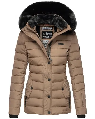Navahoo Damen Winter Steppjacke Milianaa - warme Jacke mit abnehmbarer Kunstfell-Kapuze, stilvoll und figurschmeichelnd für die kalte Jahreszeit
