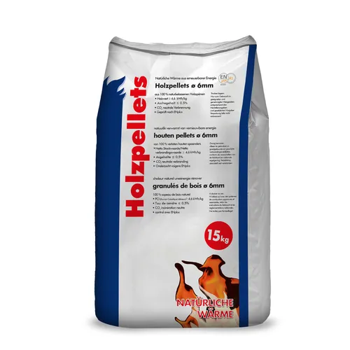 Produktbild Holzpellets 6mm, 15 kg Sack – Hoher Heizwert, ohne künstliche Presshilfsmittel